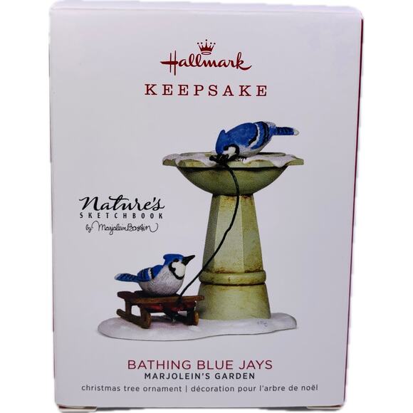 Hallmark BATHING BLUE JAYS‎ Keepsake Ornament #5 Marjolein's Garden Series 2018 - Picture 7 of 11